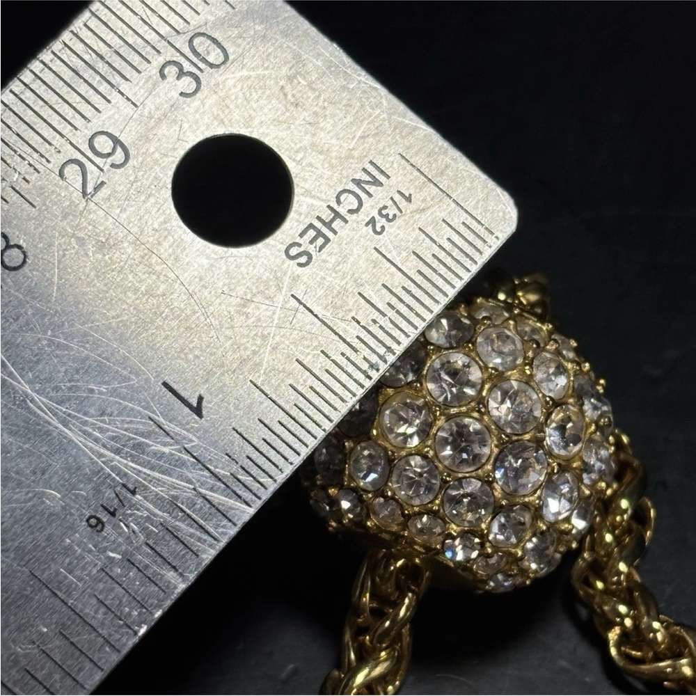 Vintage Joan Rivers Pave' Crystal Ball Necklace Foxtail Chain 30" Long Goldtone - Picture 10 of 16